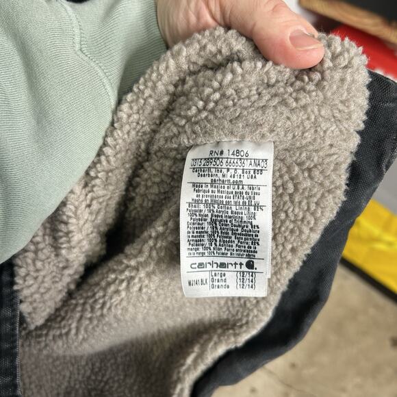 Y2K Carhartt Sherpa-Lined Hooded Detroit Jacket “Black” - Picture 9 of 10